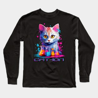 Chemist cat wpap, cation, chemistry, laboratory, kitty in lab Long Sleeve T-Shirt